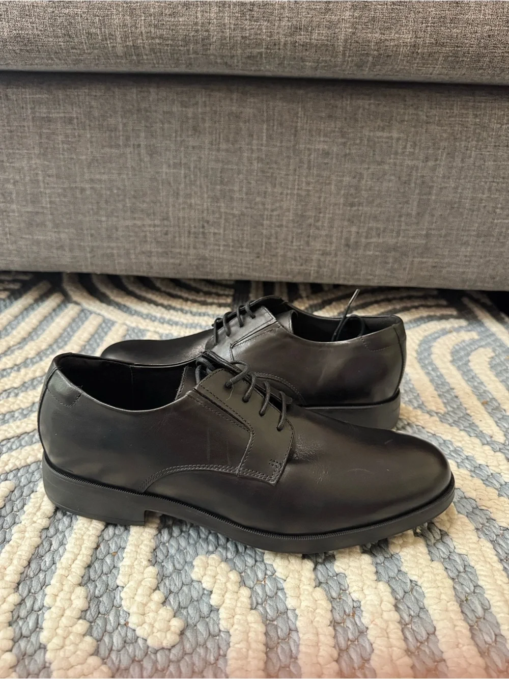 GEOX Black Leather Oxford Dress Shoes Men's EU 39 Breathable Lightweight